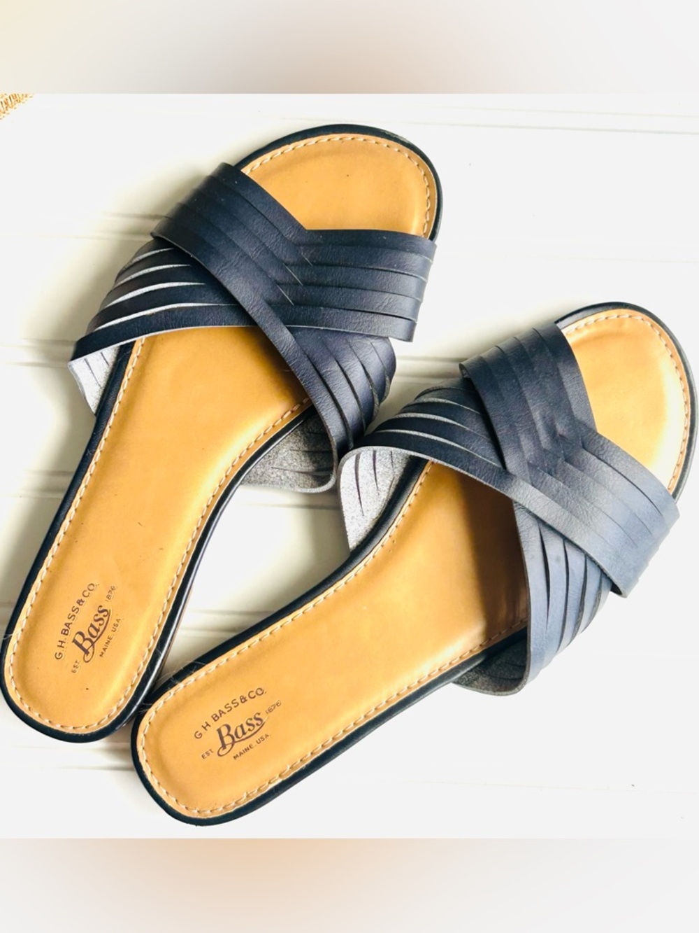 G.H. Bass & Co Navy slides Flats Shoes Sandals